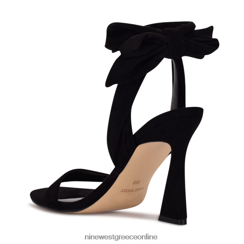 Nine West σανδάλια με τακούνι kelsie ankle wrap μαύρο σουέτ 48BFPH2038