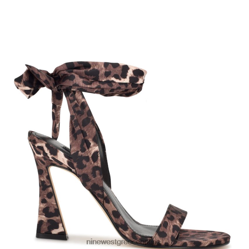 Nine West σανδάλια με τακούνι kelsie ankle wrap λεοπάρ σατέν 48BFPH233