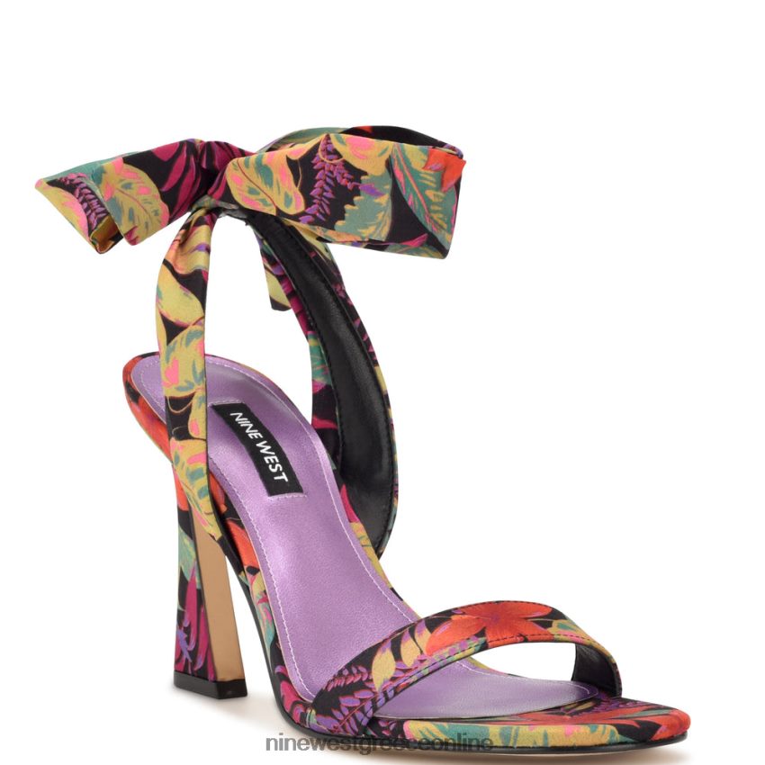 Nine West σανδάλια με τακούνι kelsie ankle wrap μαύρο multi tropical floral 48BFPH184