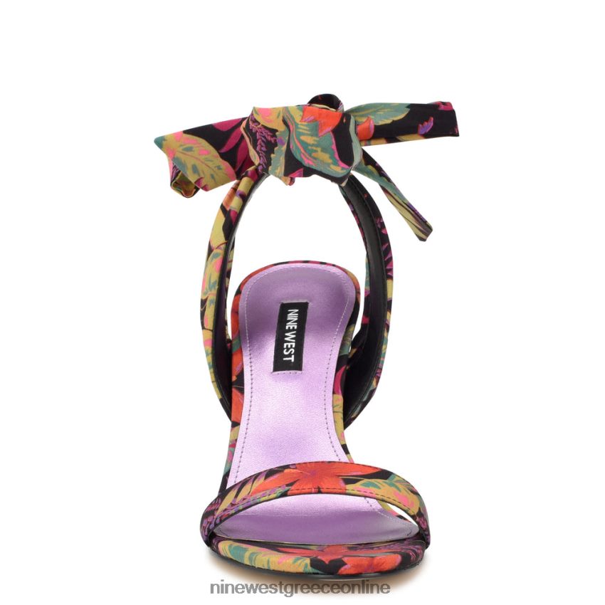 Nine West σανδάλια με τακούνι kelsie ankle wrap μαύρο multi tropical floral 48BFPH184