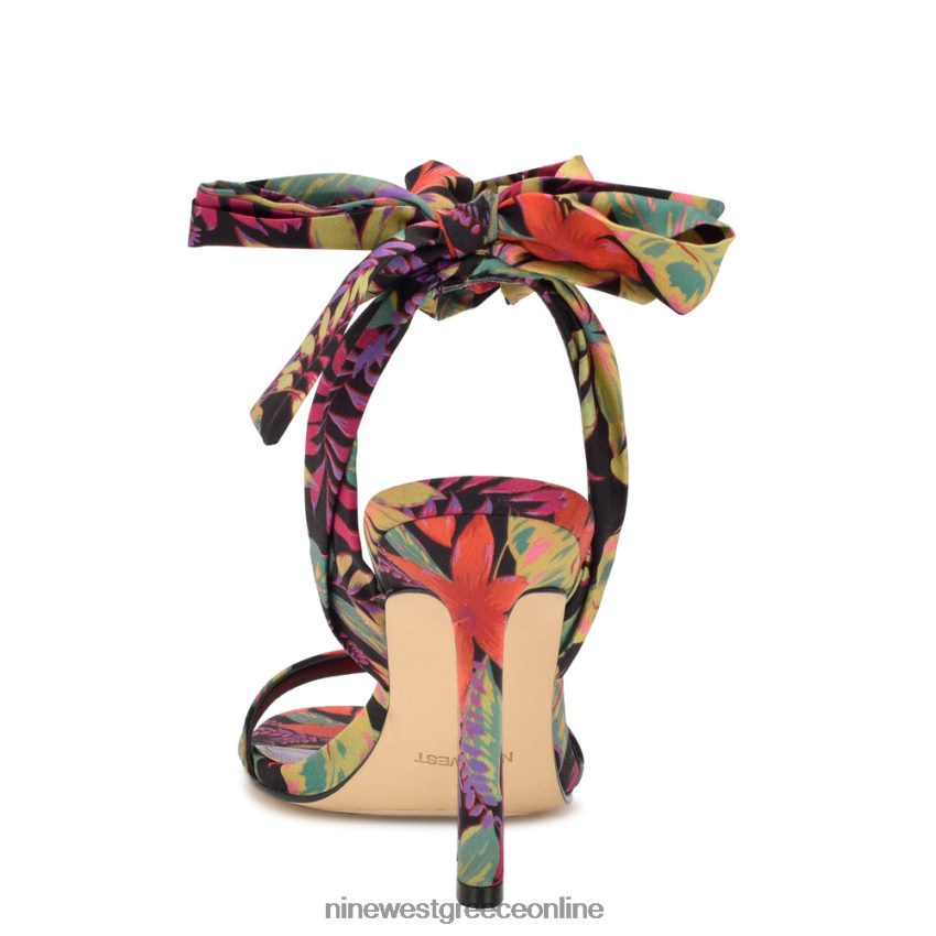 Nine West σανδάλια με τακούνι kelsie ankle wrap μαύρο multi tropical floral 48BFPH184