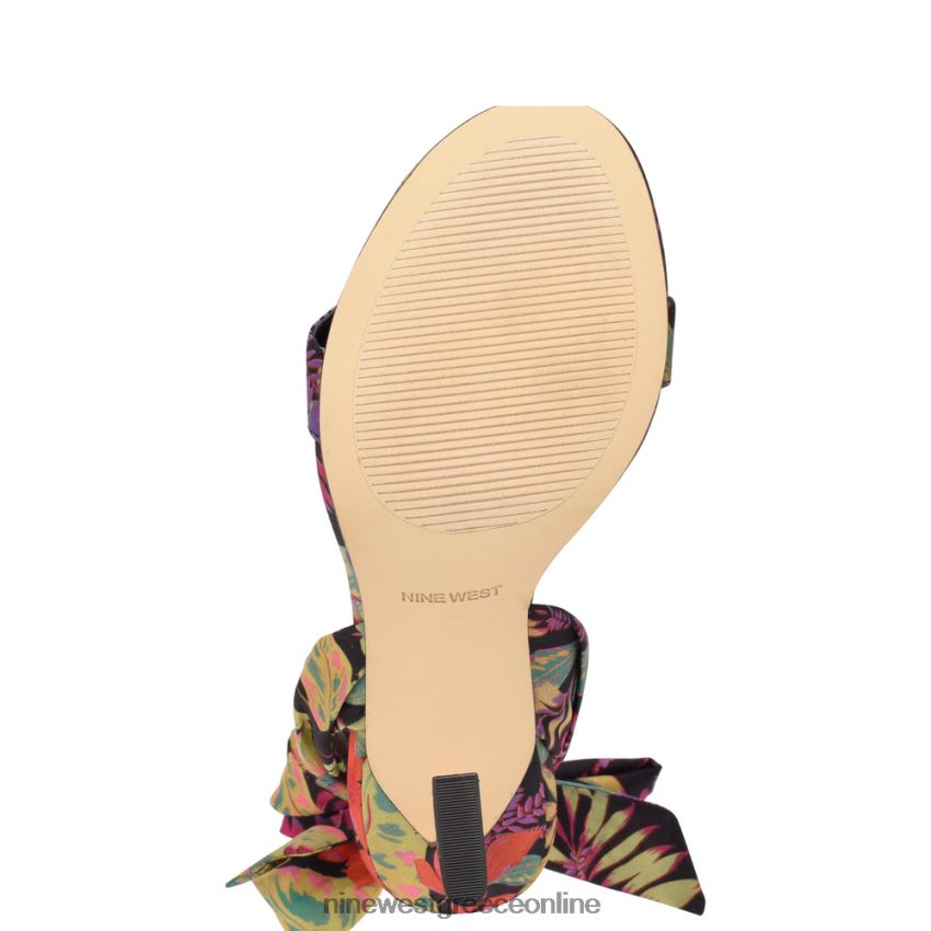 Nine West σανδάλια με τακούνι kelsie ankle wrap μαύρο multi tropical floral 48BFPH184