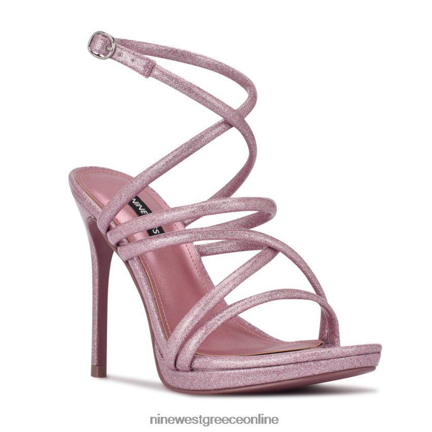 Nine West lexy πέδιλα με τακούνι με λουράκι ροζ γκλίτερ 48BFPH1941