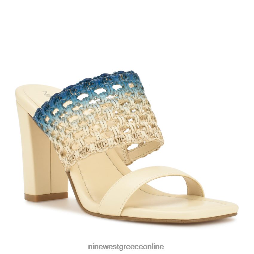 Nine West πέδιλα με τακούνι mylas slide κρεμ μπλε ombre 48BFPH149