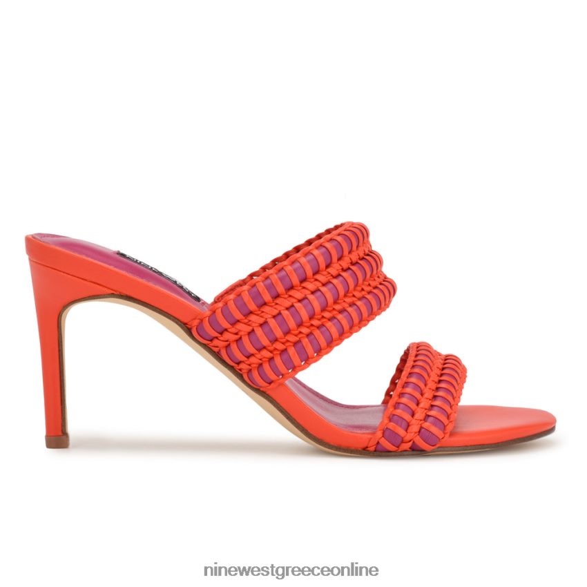 Nine West pause slide πέδιλα με τακούνι πορτοκαλί ροζ 48BFPH133