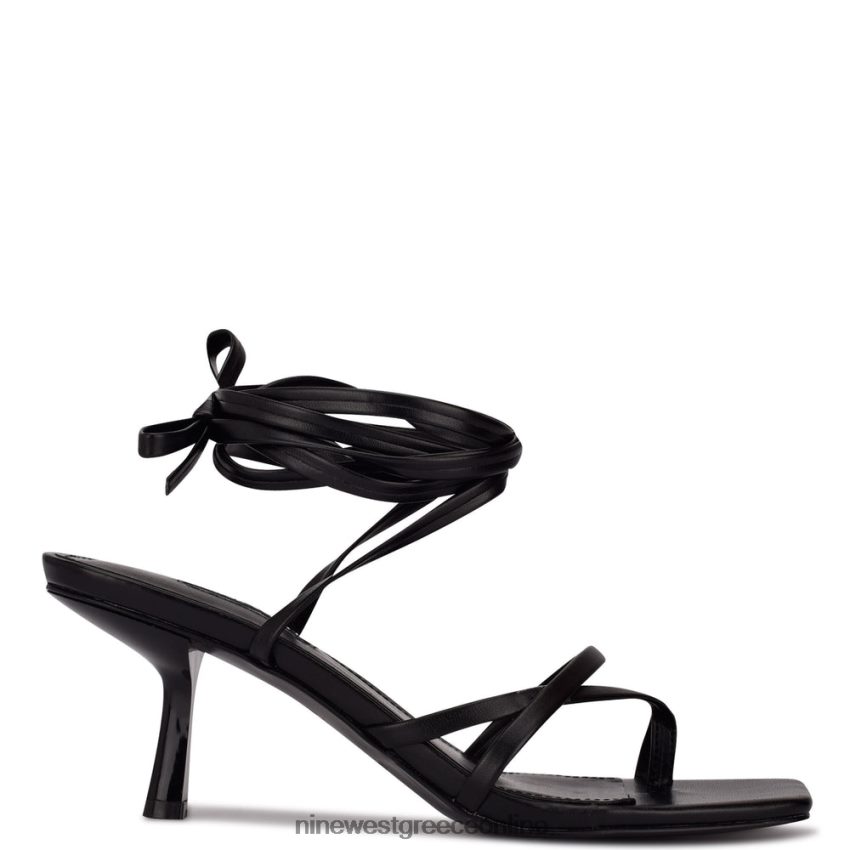 Nine West σανδάλια με τακούνι με τακούνι pina ankle wrap μαύρος 48BFPH1981