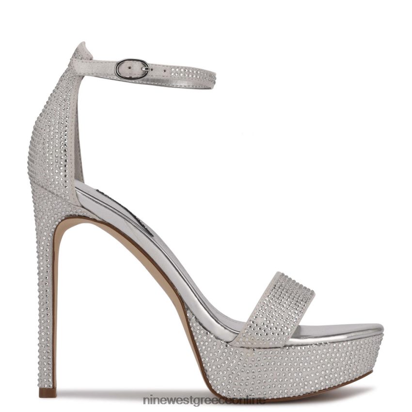 Nine West σανδάλια ποδαρικής πλατφόρμας ασημί shimmer σουέτ 48BFPH2000