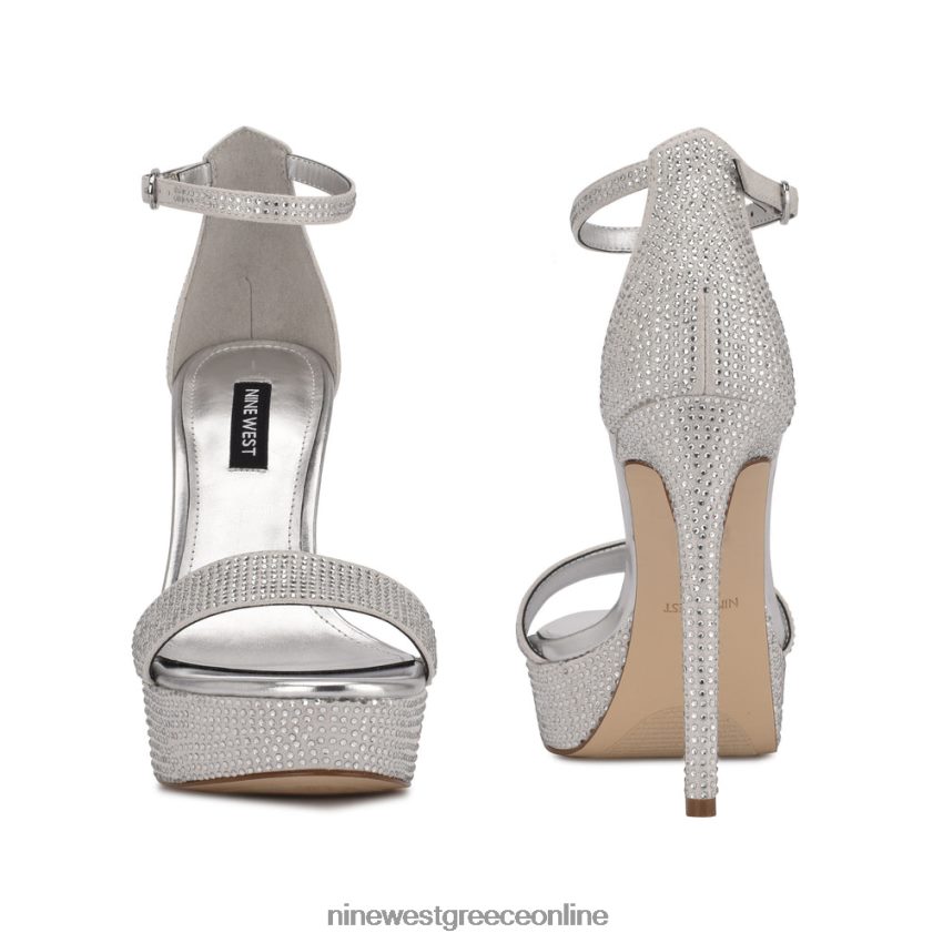 Nine West σανδάλια ποδαρικής πλατφόρμας ασημί shimmer σουέτ 48BFPH2000