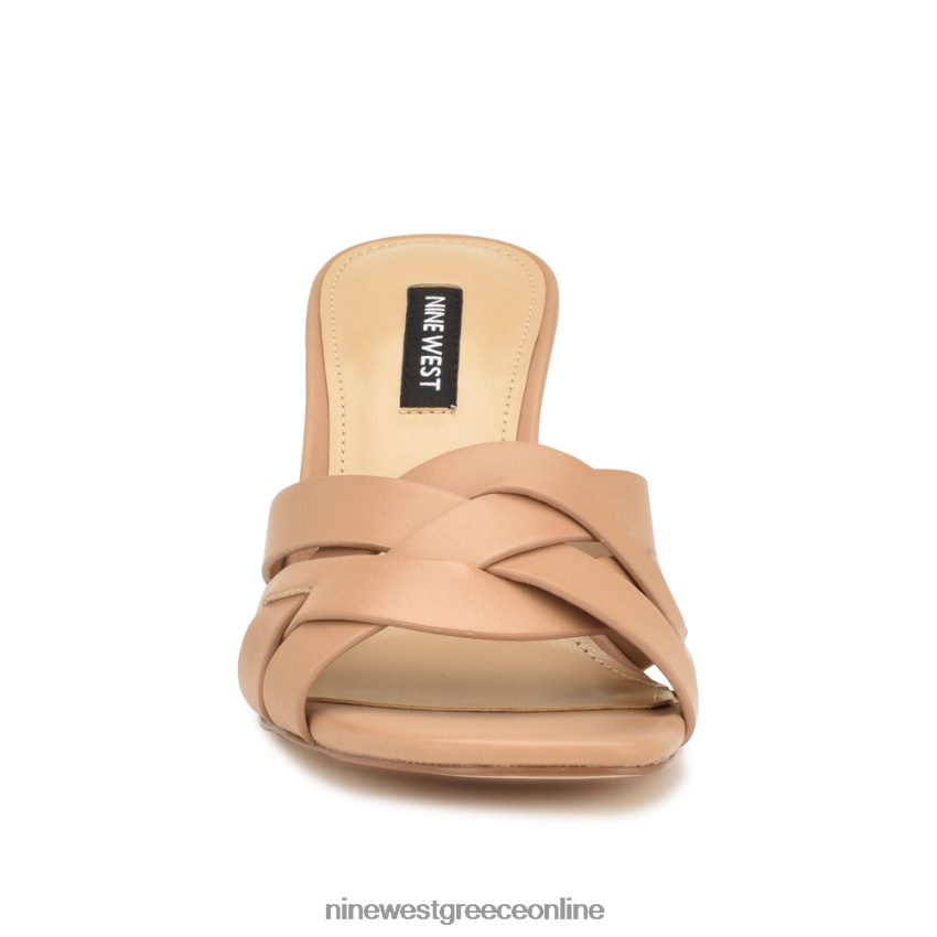 Nine West πέδιλα slide με τακούνι λινέτ φυσικός 48BFPH130