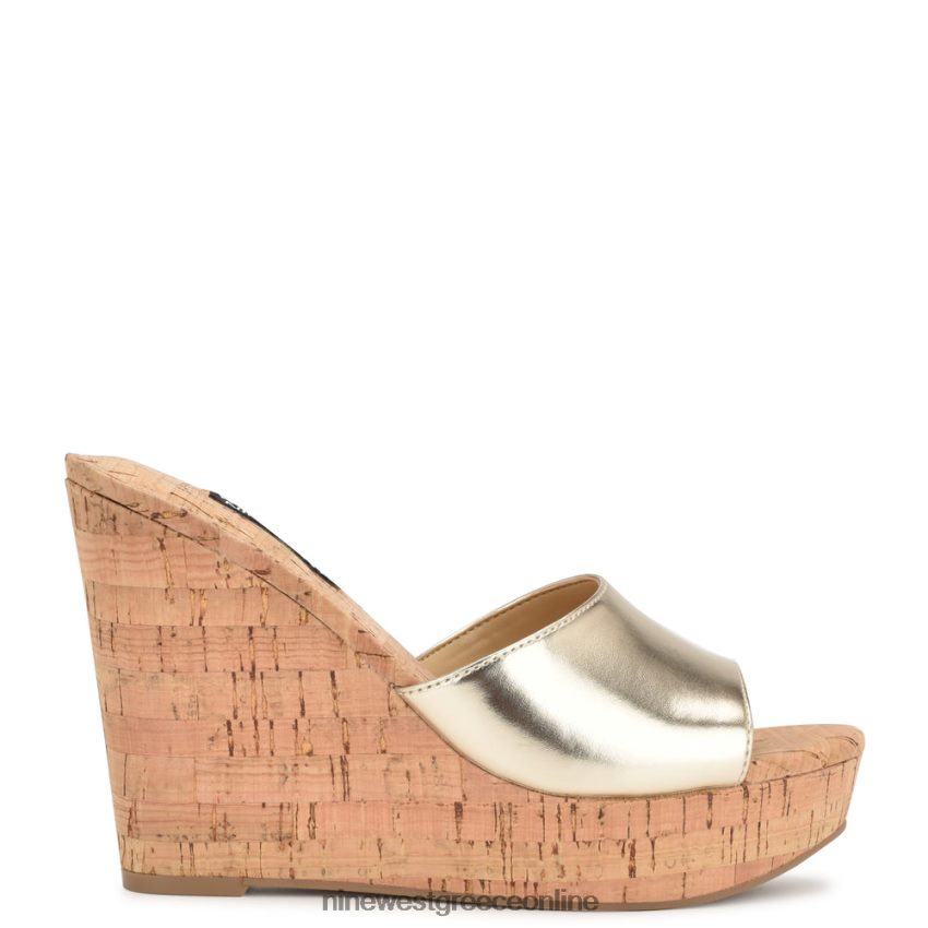 Nine West σανδάλια slide herden wedge πλατίνο 48BFPH195