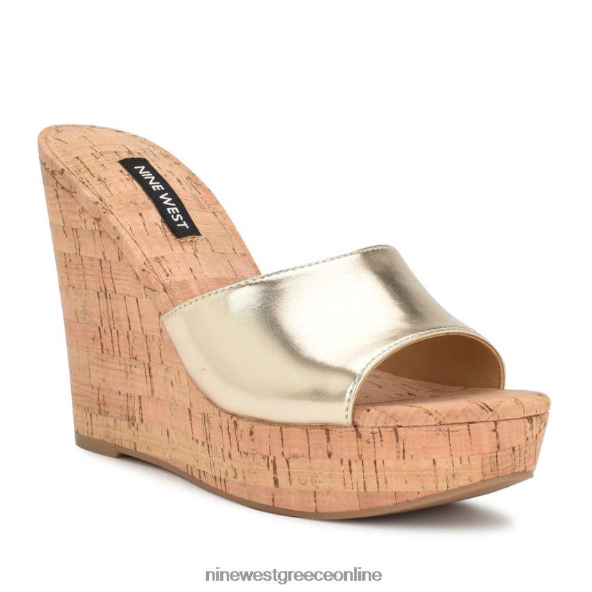 Nine West σανδάλια slide herden wedge πλατίνο 48BFPH195