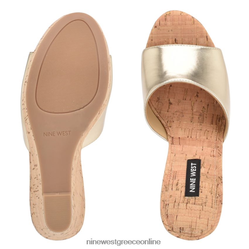 Nine West σανδάλια slide herden wedge πλατίνο 48BFPH195