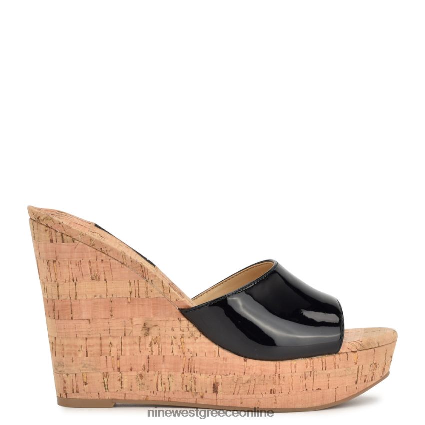 Nine West σανδάλια slide herden wedge μαύρος 48BFPH197