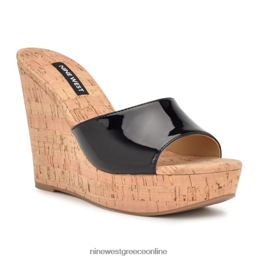 Nine West σανδάλια slide herden wedge μαύρος 48BFPH197