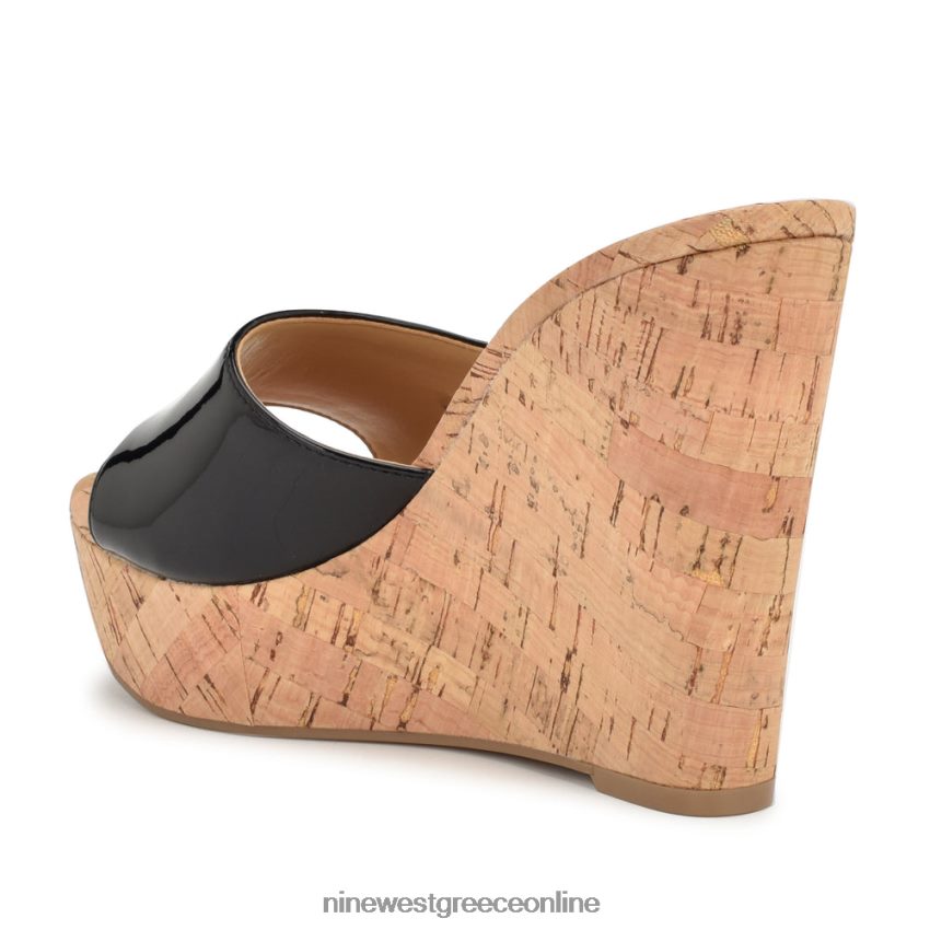 Nine West σανδάλια slide herden wedge μαύρος 48BFPH197