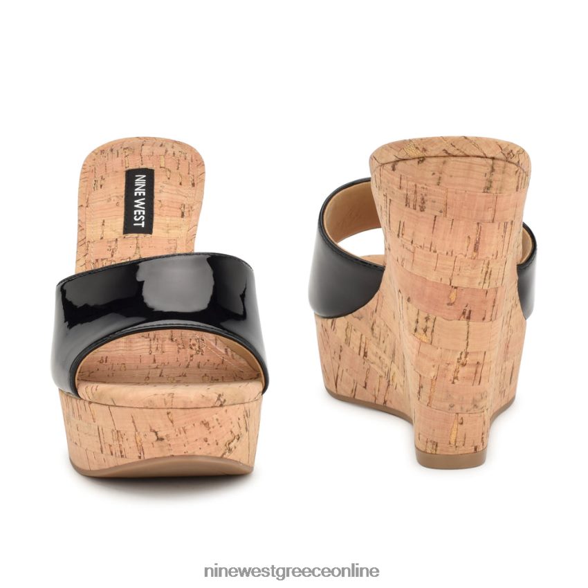 Nine West σανδάλια slide herden wedge μαύρος 48BFPH197