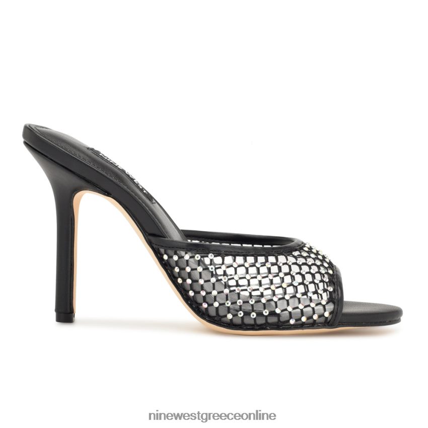 Nine West πέδιλα slide με iriep τακούνι μαύρο πλέγμα 48BFPH1080