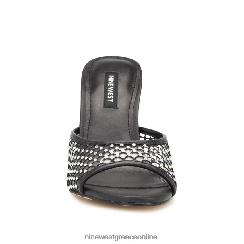 Nine West πέδιλα slide με iriep τακούνι μαύρο πλέγμα 48BFPH1080