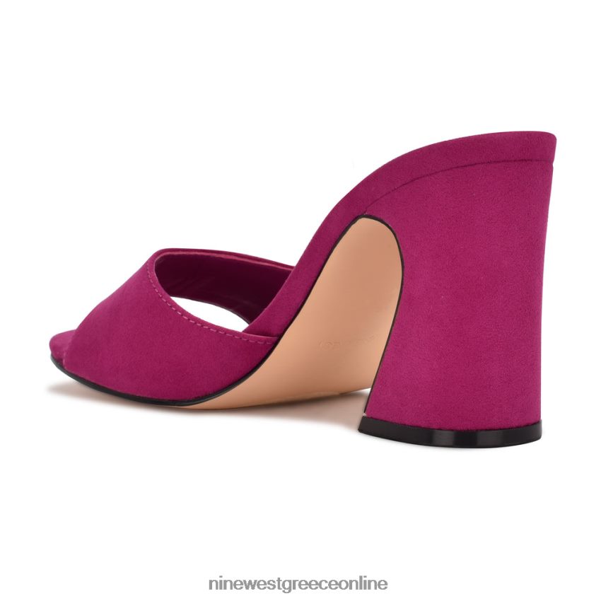 Nine West πέδιλα slide με τακούνι unah σκούρο ροζ σουέτ 48BFPH379