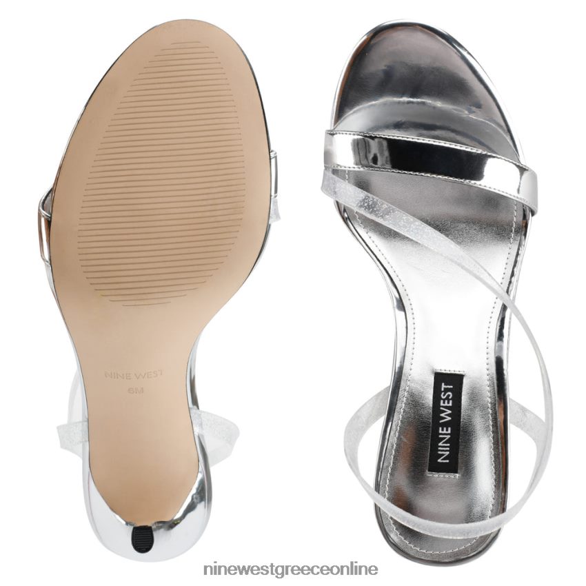 Nine West σανδάλια slingback με τακούνι magee ασημί γκλίτερ 48BFPH433