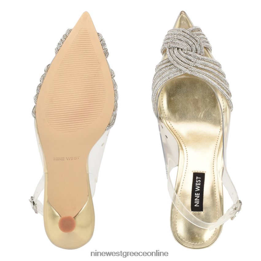 Nine West αντλίες slingback nalan χρυσό/διαφανές κρύσταλλο 48BFPH841