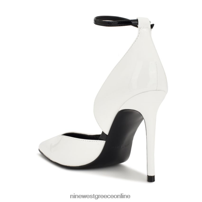 Nine West αντλίες αστραγάλου finda d'orsay λευκή πατέντα 48BFPH1383