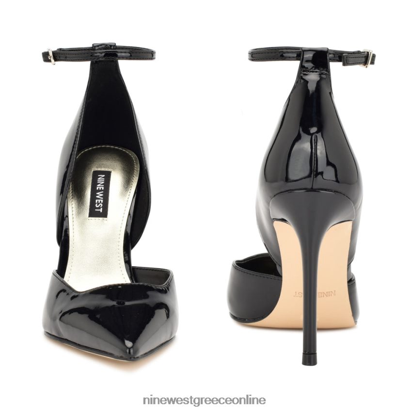 Nine West αντλίες αστραγάλου finda d'orsay μαύρη πατέντα 48BFPH1385