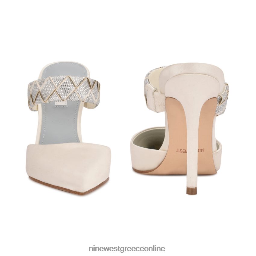 Nine West fresah μυτερές αντλίες δακτύλων λευκό σατέν 48BFPH1416