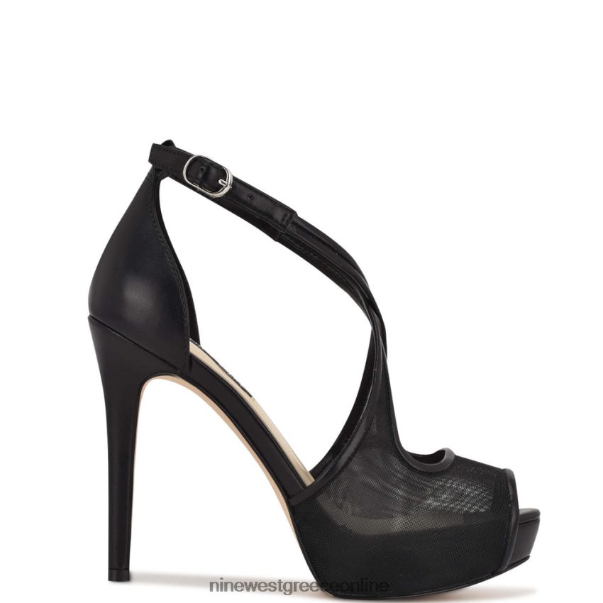 Nine West αντλίες πλατφόρμας hanya peep toe μαύρο πλέγμα 48BFPH1456