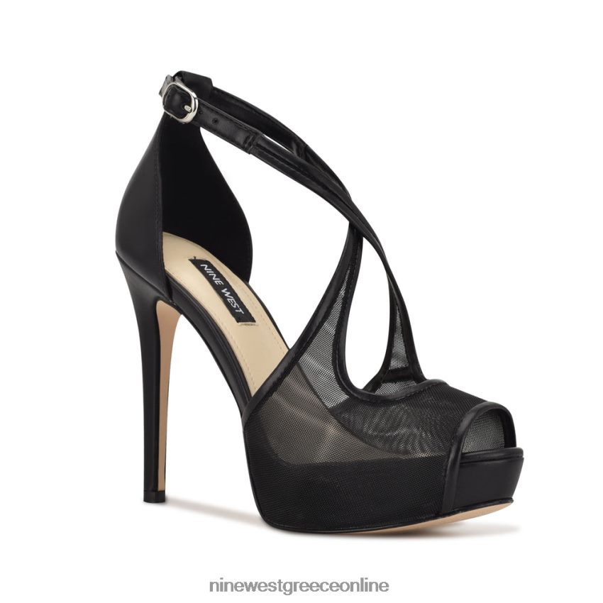 Nine West αντλίες πλατφόρμας hanya peep toe μαύρο πλέγμα 48BFPH1456