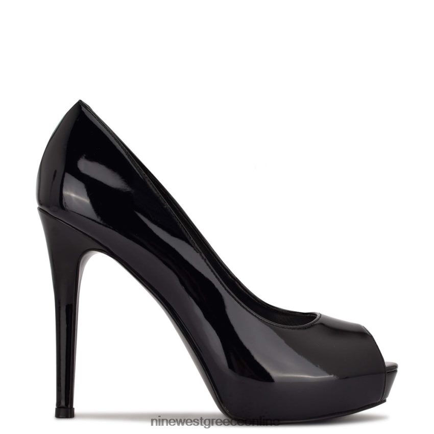 Nine West αντλίες peep toe πλατφόρμας hehr μαύρη πατέντα 48BFPH1826