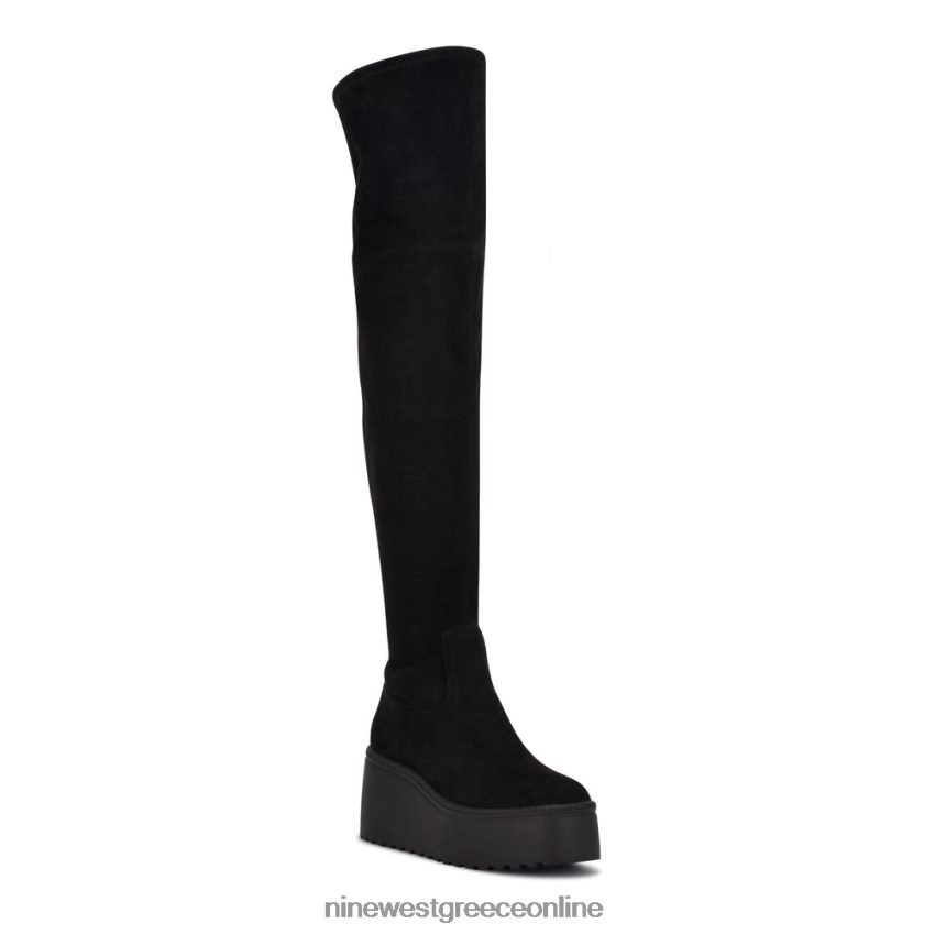 Nine West μπότες πλατφόρμας hojo over the knee μαύρο σουέτ 48BFPH2916