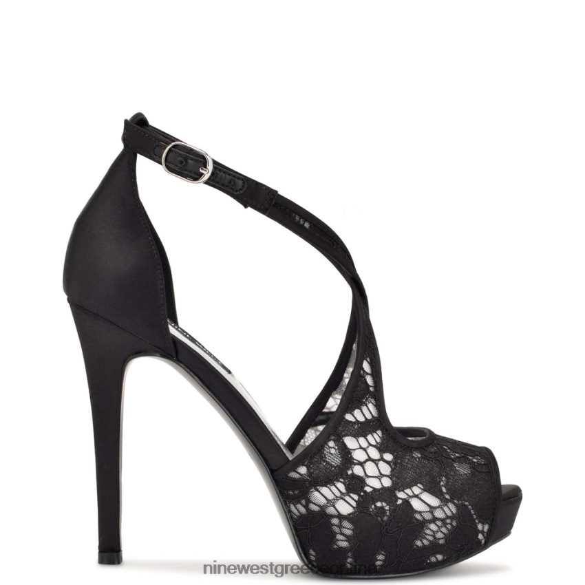 Nine West αντλίες πλατφόρμας hanya peep toe μαύρη δαντέλα 48BFPH1285