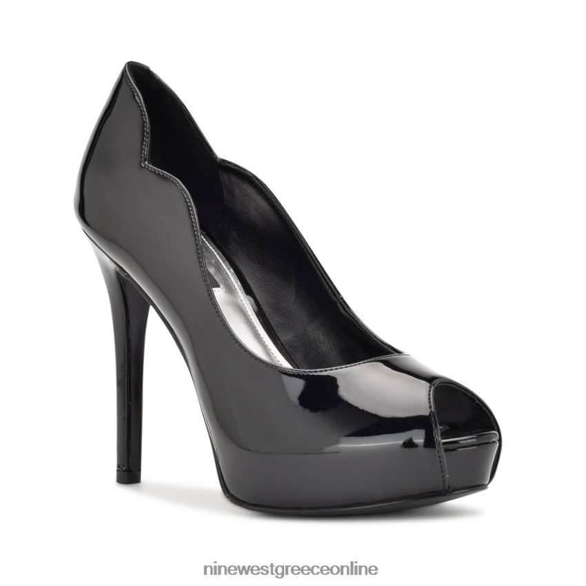 Nine West hilare αντλίες peep toe μαύρη πατέντα 48BFPH1304