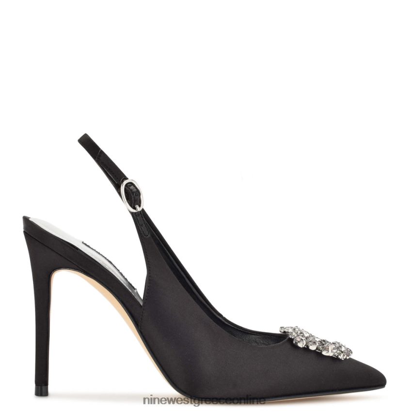 Nine West famey slingback αντλίες μαύρο σατέν κρύσταλλο 48BFPH1096