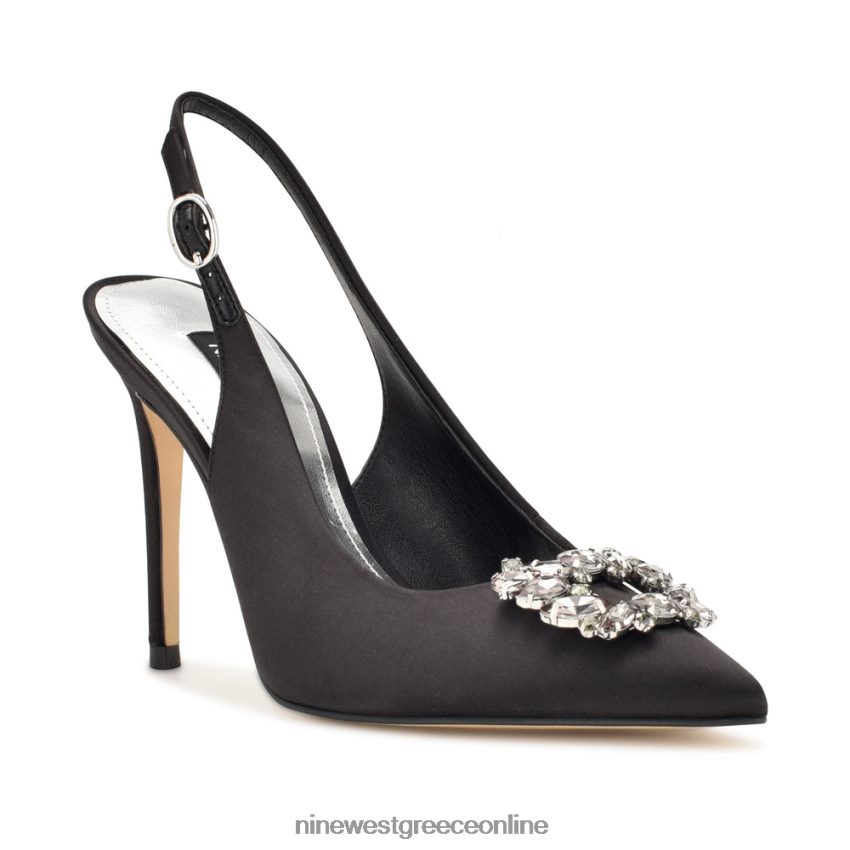 Nine West famey slingback αντλίες μαύρο σατέν κρύσταλλο 48BFPH1096