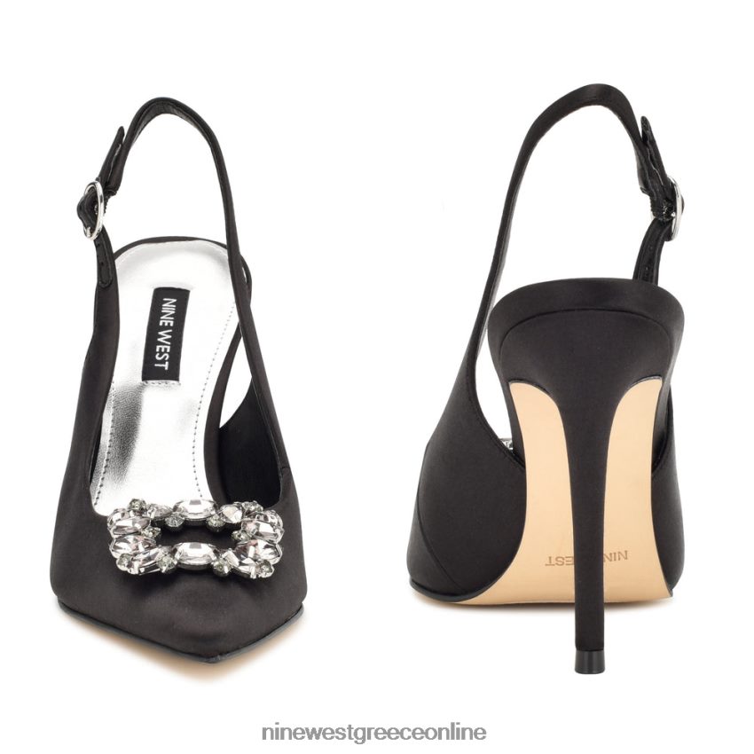 Nine West famey slingback αντλίες μαύρο σατέν κρύσταλλο 48BFPH1096