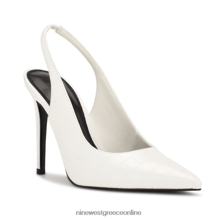 Nine West φτερά μυτερά δάχτυλα slingback αντλίες λευκό ανάγλυφο κρόκο 48BFPH1087