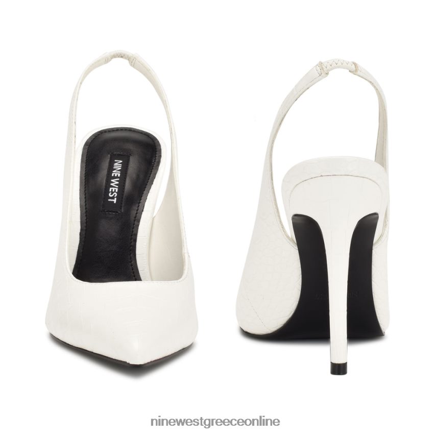 Nine West φτερά μυτερά δάχτυλα slingback αντλίες λευκό ανάγλυφο κρόκο 48BFPH1087