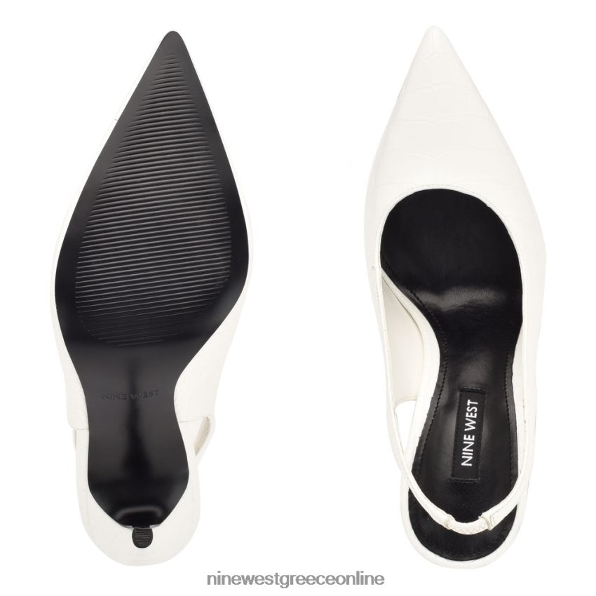 Nine West φτερά μυτερά δάχτυλα slingback αντλίες λευκό ανάγλυφο κρόκο 48BFPH1087