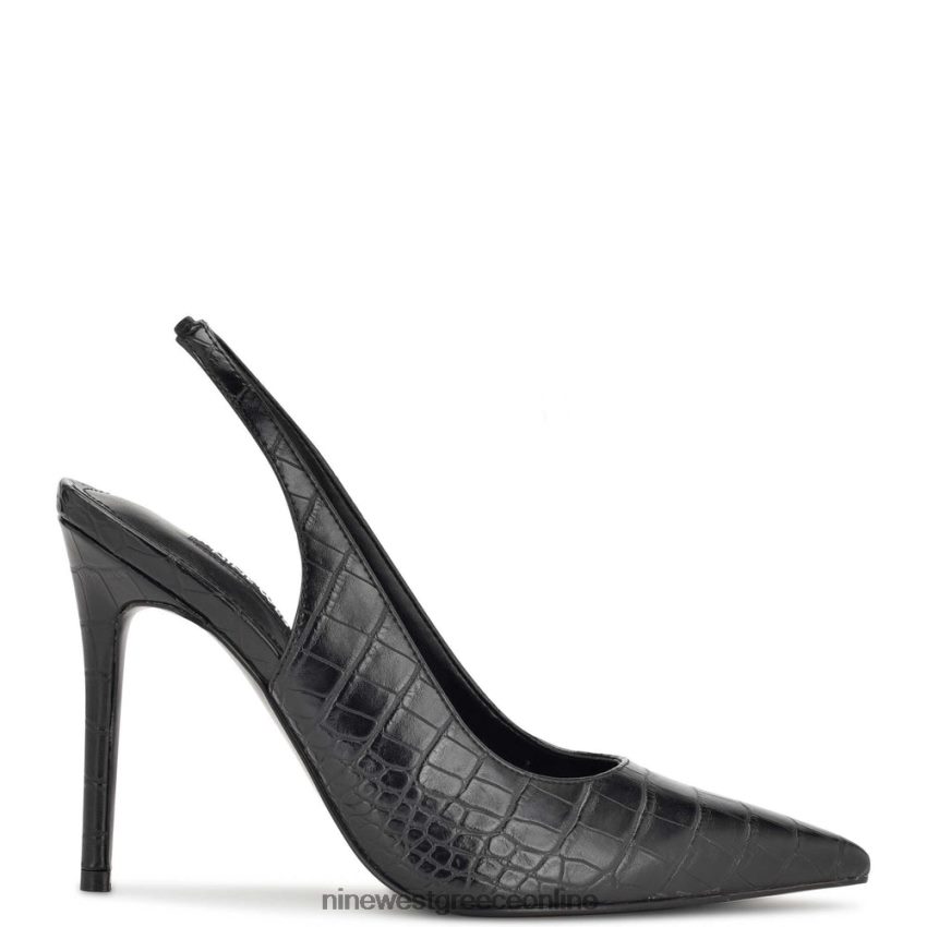 Nine West φτερά μυτερά δάχτυλα slingback αντλίες μαύρο ανάγλυφο κρόκο 48BFPH1090 - Κάντε κλικ στην εικόνα για κλείσιμο