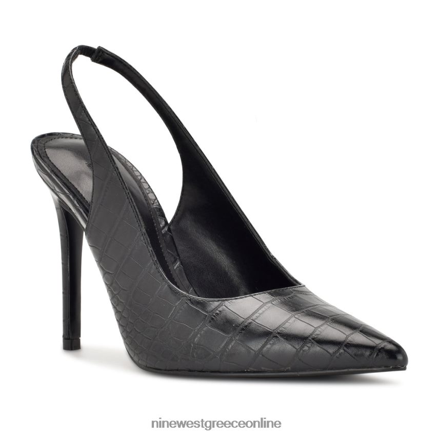 Nine West φτερά μυτερά δάχτυλα slingback αντλίες μαύρο ανάγλυφο κρόκο 48BFPH1090