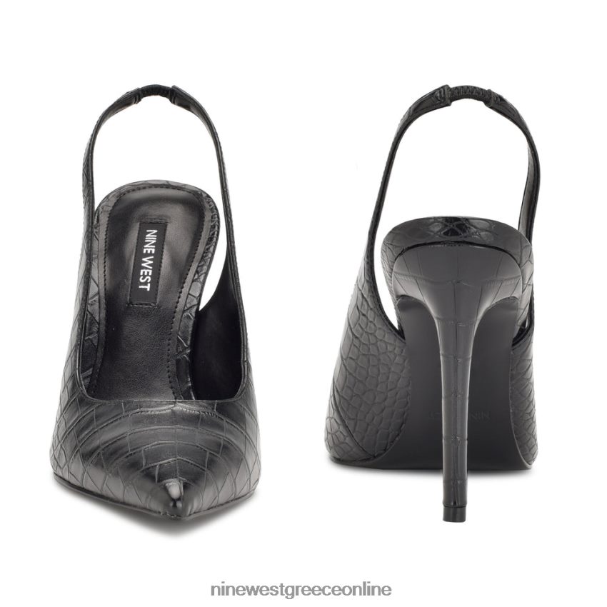 Nine West φτερά μυτερά δάχτυλα slingback αντλίες μαύρο ανάγλυφο κρόκο 48BFPH1090