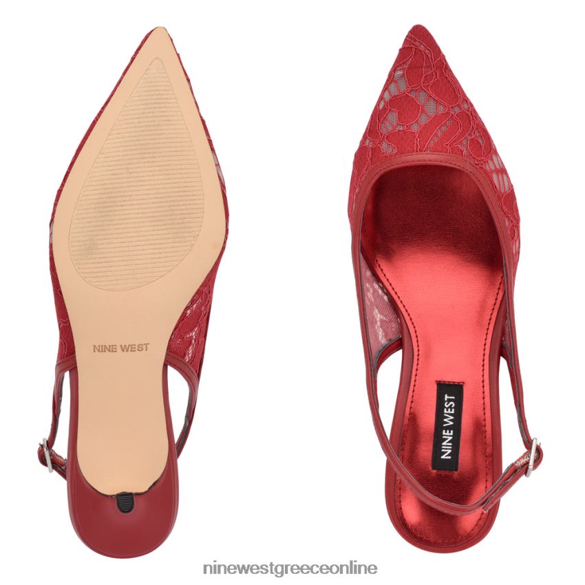 Nine West αρένα slingback τακούνια κόκκινη δαντέλα 48BFPH1091