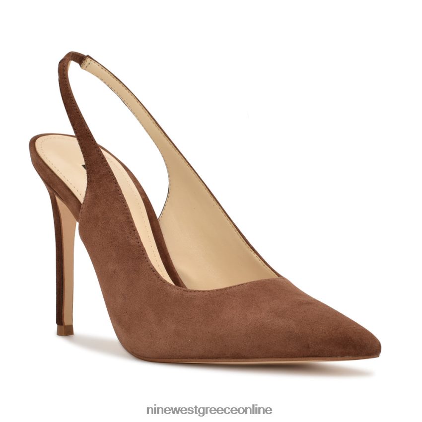 Nine West φτερά μυτερά δάχτυλα slingback αντλίες μεσαίο καφέ σουέτ 48BFPH1100