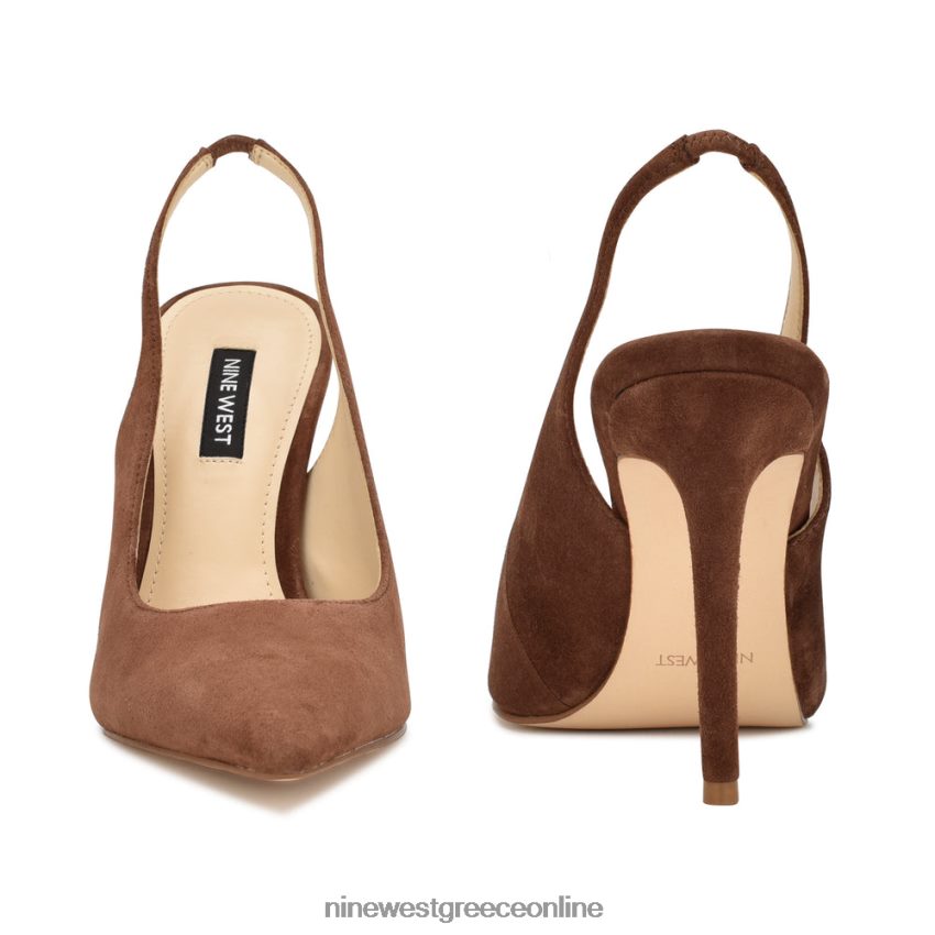 Nine West φτερά μυτερά δάχτυλα slingback αντλίες μεσαίο καφέ σουέτ 48BFPH1100