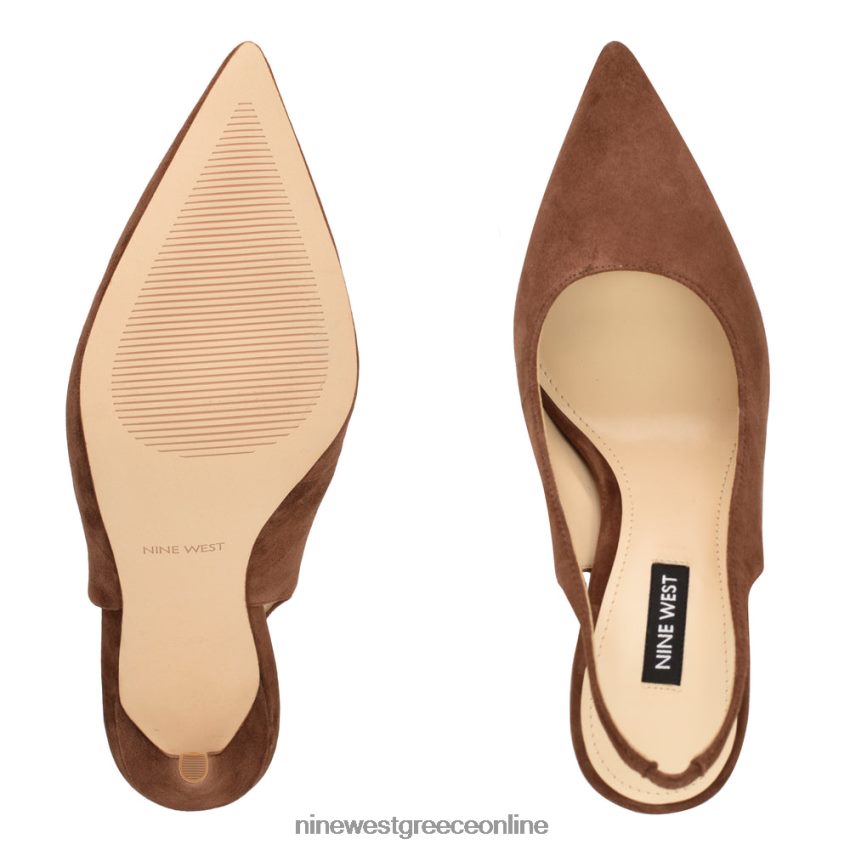 Nine West φτερά μυτερά δάχτυλα slingback αντλίες μεσαίο καφέ σουέτ 48BFPH1100