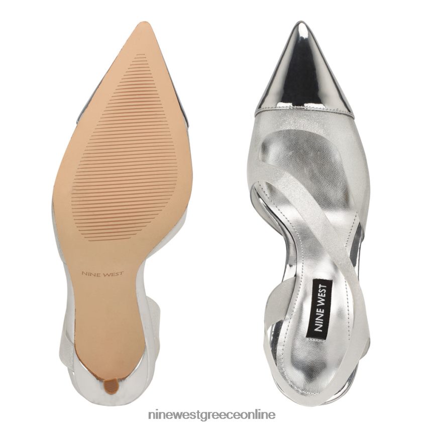 Nine West άψογες μυτερές αντλίες slingback ασημί/διαφανές 48BFPH1409