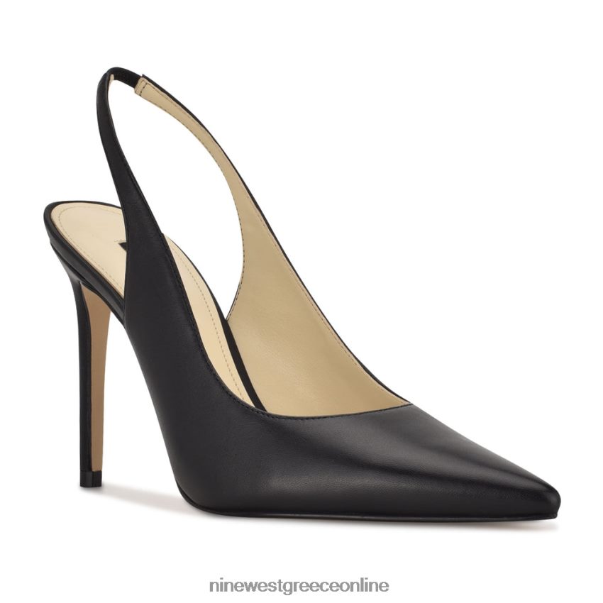 Nine West φτερά μυτερά δάχτυλα slingback αντλίες μαύρο δέρμα 48BFPH1573