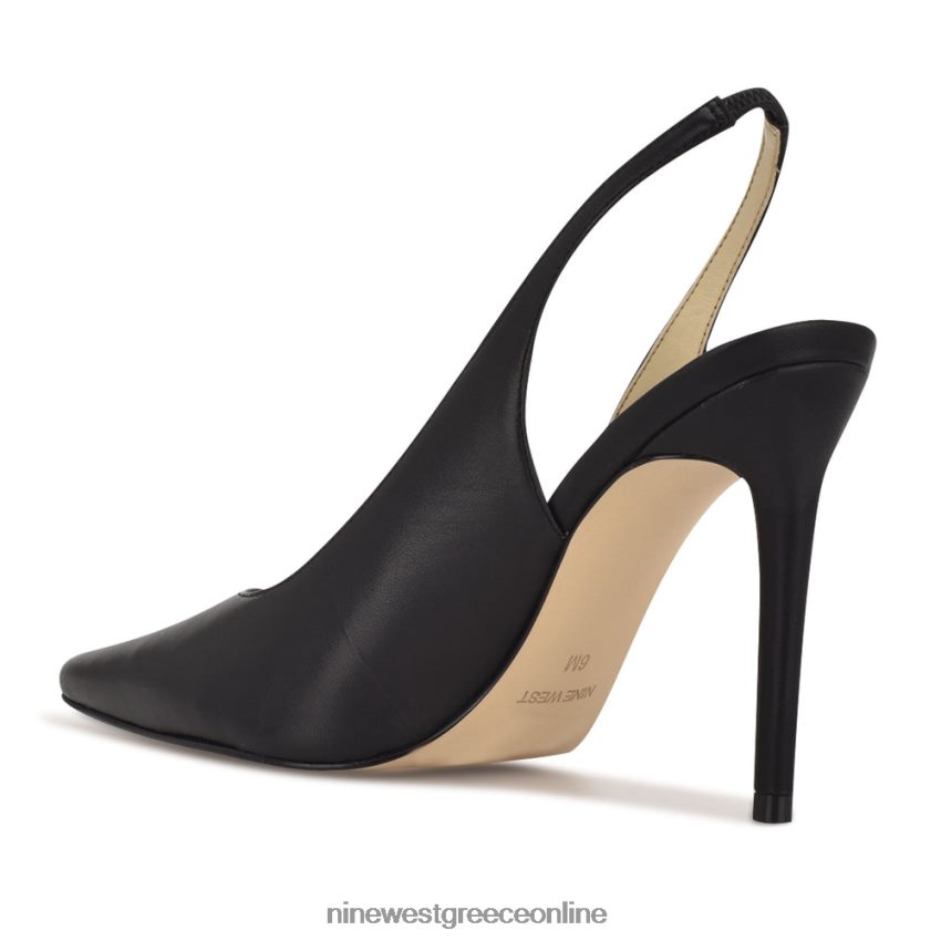 Nine West φτερά μυτερά δάχτυλα slingback αντλίες μαύρο δέρμα 48BFPH1573